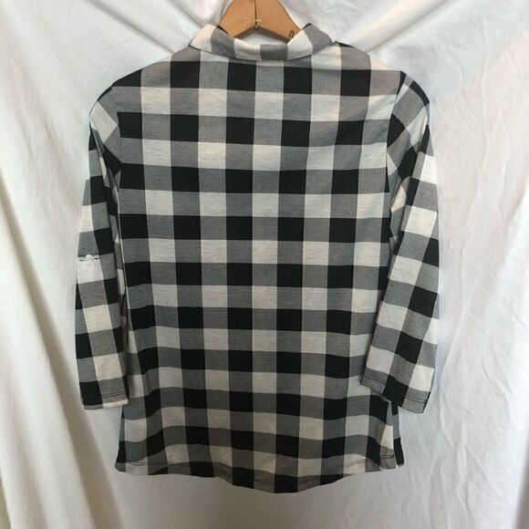Wishful Park Button down shirt. Black and white plaid Medium - Picture 2 of 10